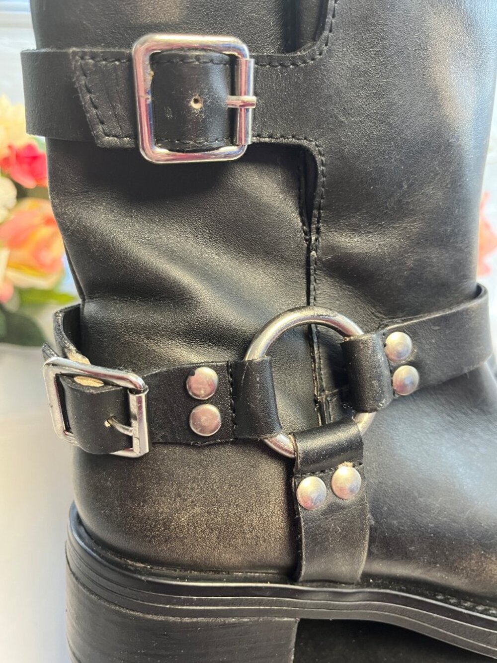 Steve Madden Brixton Harness Moto Boots Black Leather Upper Size 7 - Picture 3 of 15